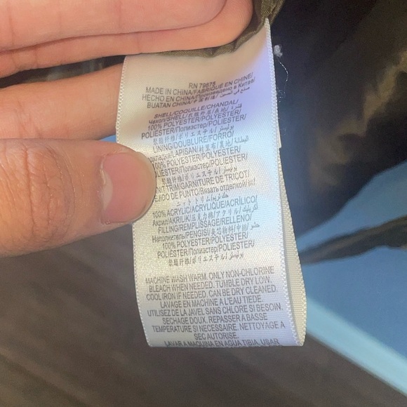 Olive puffer jacket trench coat jacket zip up cargo - Picture 3 of 10